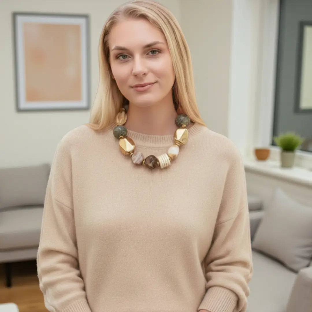 Chunky Boho Beaded Statement Necklace