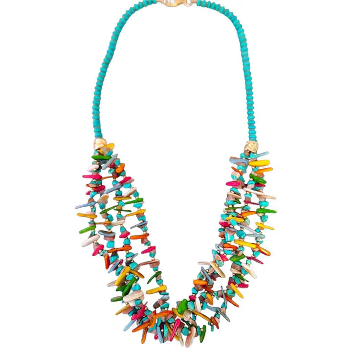 The Isla Necklace | Turquoise Beaded Chip - Gardenia Jewelry