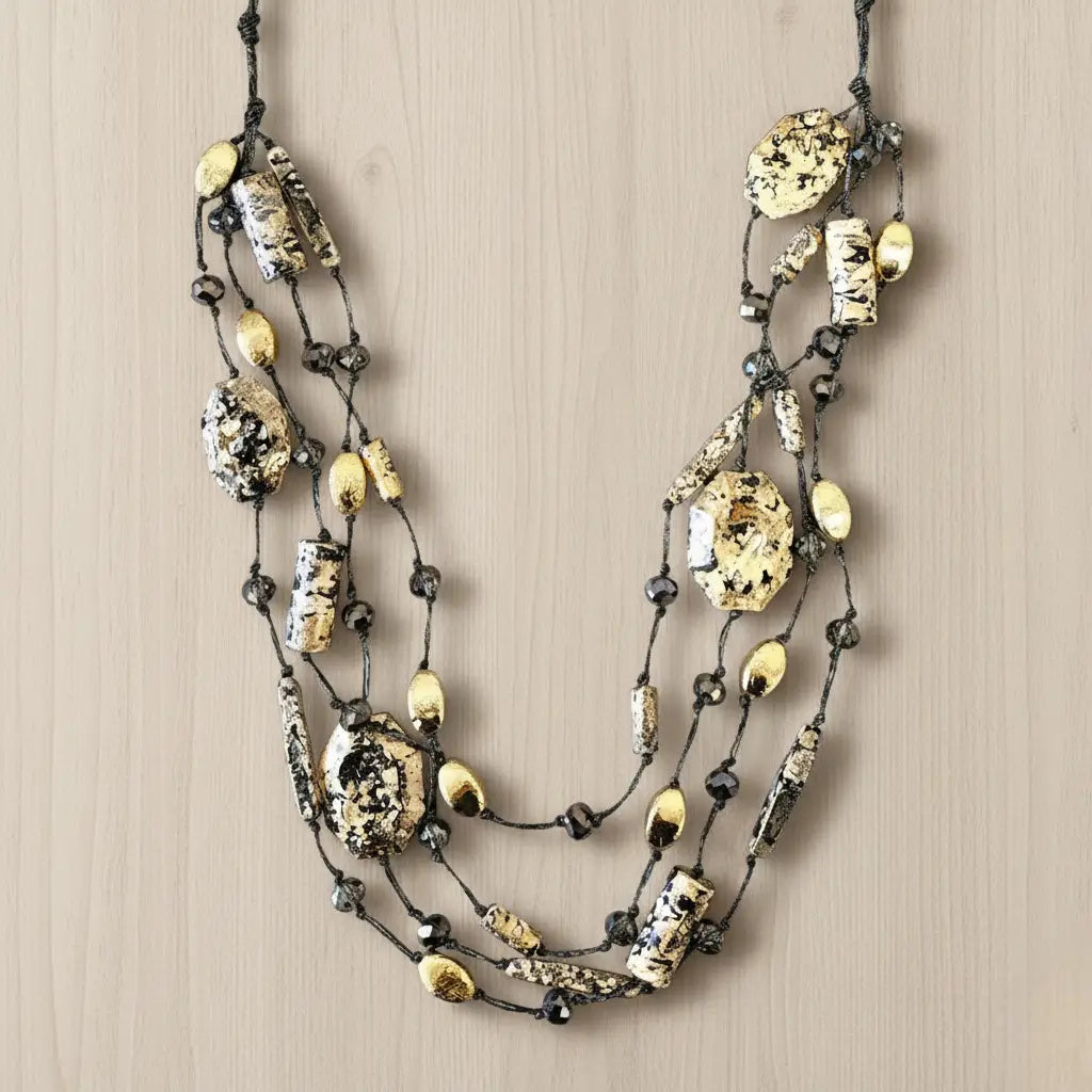 Long Multi Strand Jasper Stone Necklace