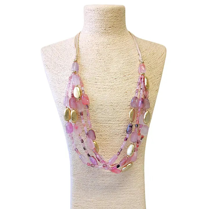 The Belle Necklace | Pink & Gold Beaded