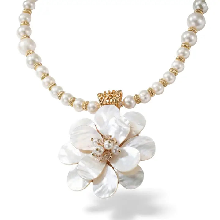 The Ellie Necklace | Mother of Pearl Flower