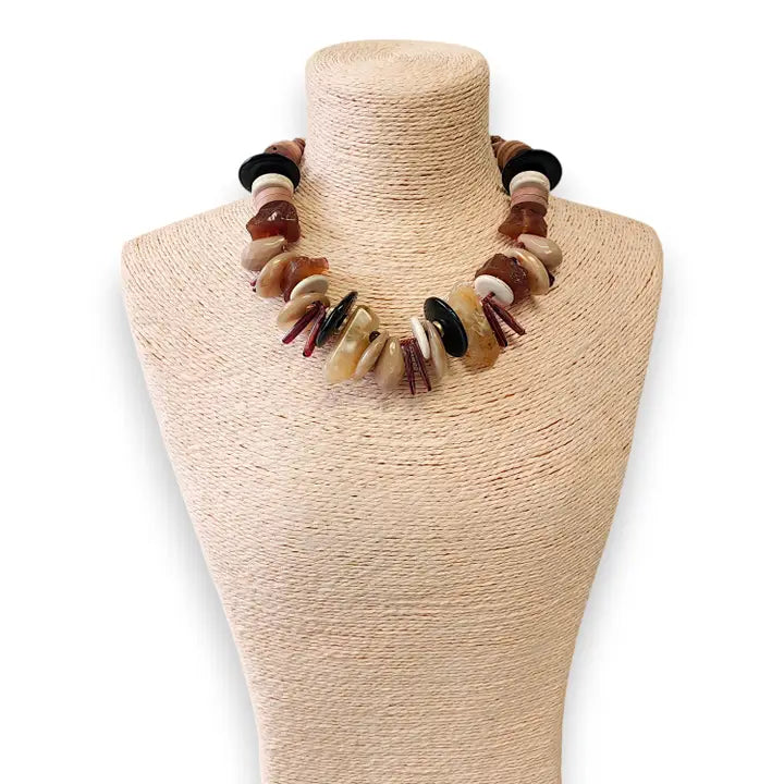 Chunky Baroque Stone Boho Bead Necklace | Statement Jewelry