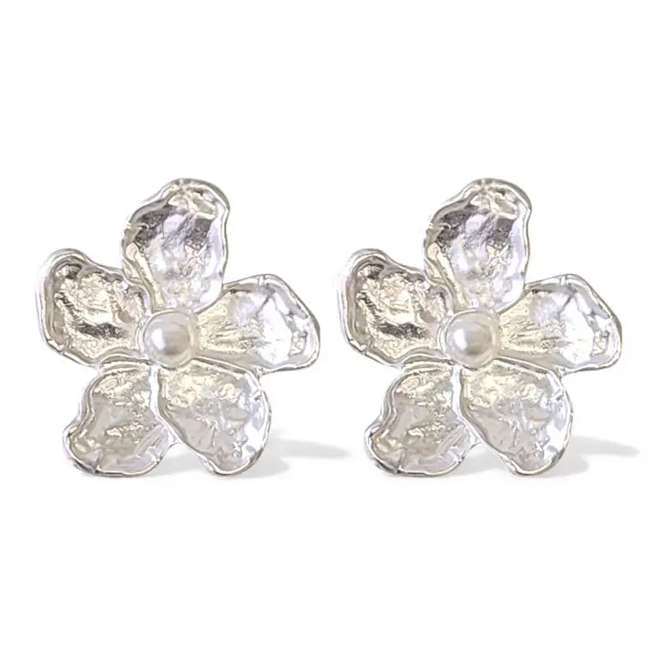The Silver Hibiscus Flower Earring