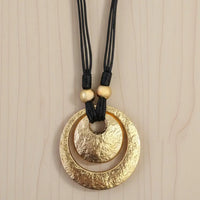 Long Pendant Necklace | Sculptural | Chunky | Leather Cord