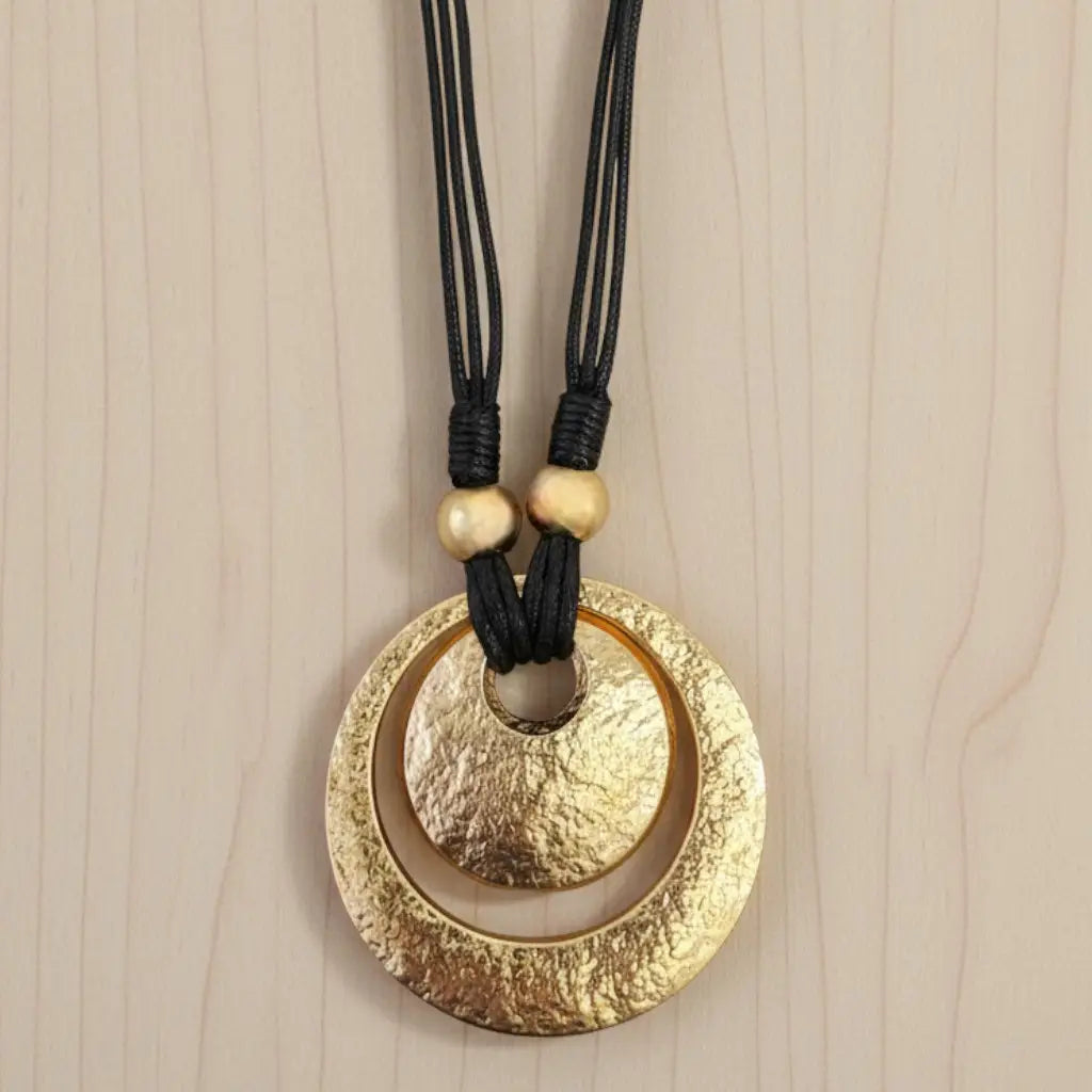 Long Pendant Necklace | Sculptural | Chunky | Leather Cord