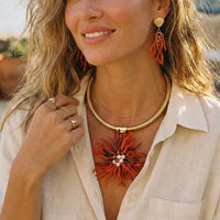 Wynn Necklace | Red Coral Flower Collar - Gardenia Jewelry
