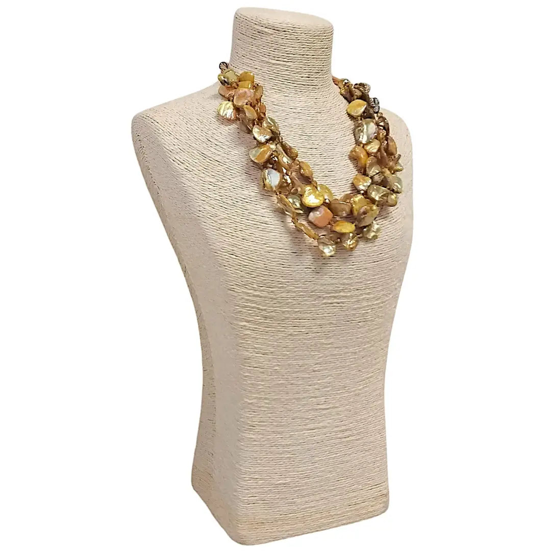 Chunky Golden Seashell Collar Statement Necklace