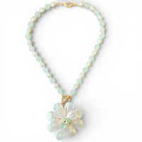 Ellie Necklace (Mint) | Mother of Pearl Flower - Gardenia Jewelry