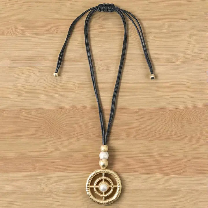 Long Beaded Pendant Cord Necklace | Statement Jewelry | Boho