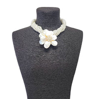 White Mother of Pearl Flower Twist Necklace