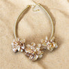 Mocha Painted Shell Flower Collar Necklace
