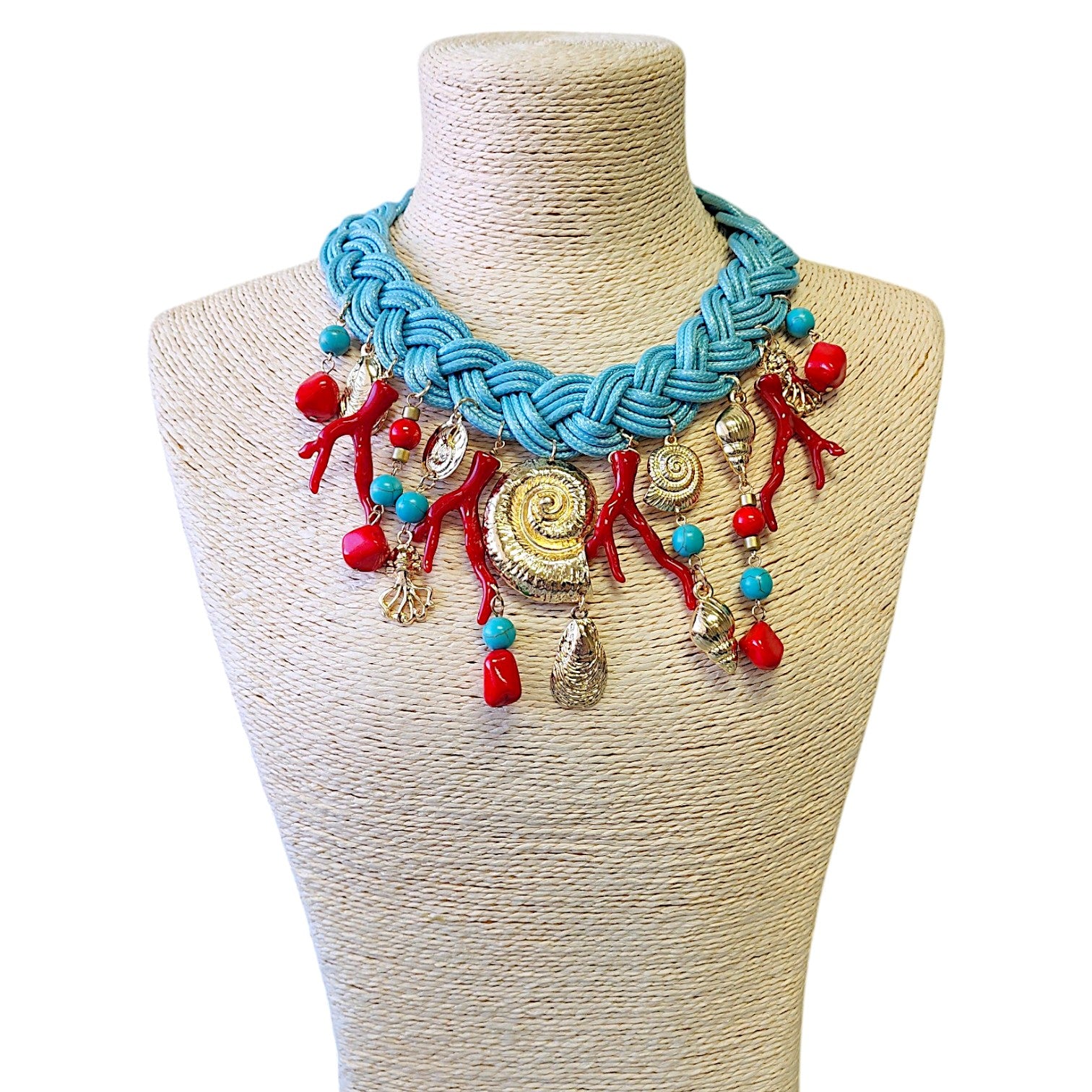 Charm Necklace | Coastal Necklace | Blue Statement Necklace