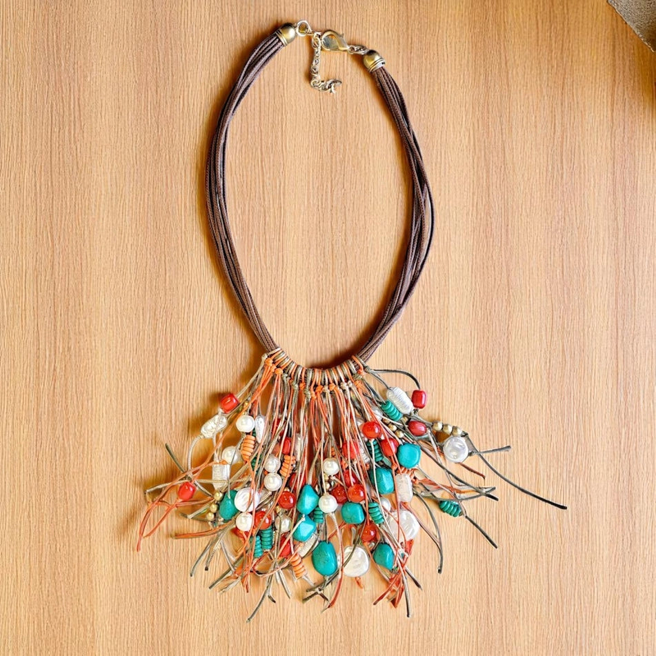 Boho Necklace | Southwest Festival | Rainbow Fringe Necklace