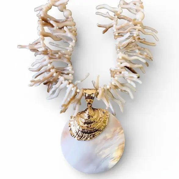Majorca Necklace | White Coral Branch Shell - Gardenia Jewelry