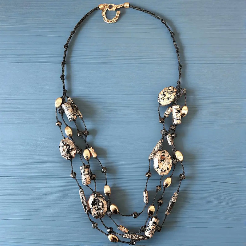 Long Multi Strand Jasper Stone Necklace