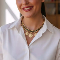 The Cleo Necklace | Leather & Coin Collar