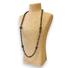 Long Smokey Beaded Pavé Station Necklace