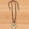 Vintage Gold Sculpted Pendant Necklace on Mocha Brown Leather Cord