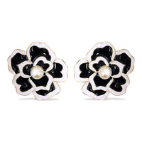The Dahlia Earring | Black & White Flower