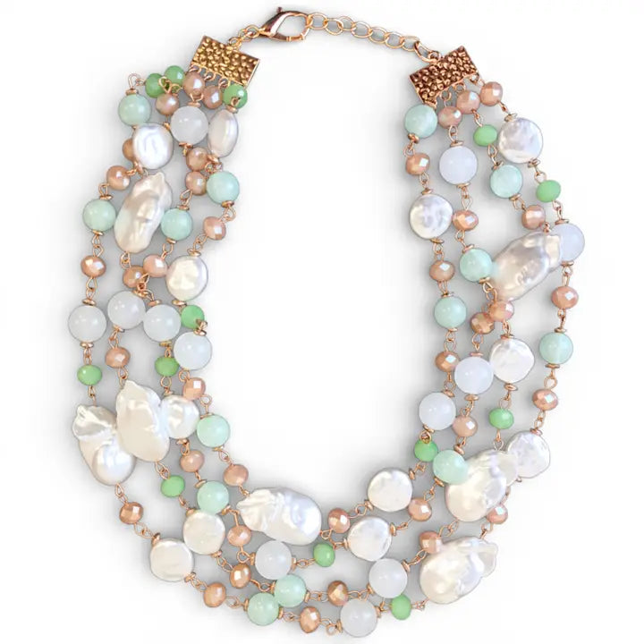 Este Necklace | Pastel Beaded Pearl Collar - Gardenia Jewelry