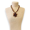 Chunky Tortoise Shell Bead Flower Statement Necklace