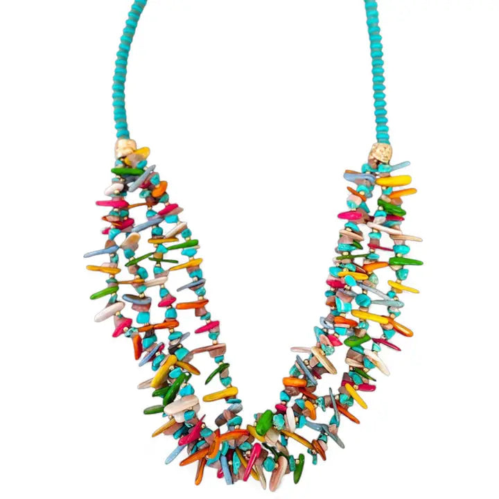 The Isla Necklace | Turquoise Beaded Chip - Gardenia Jewelry