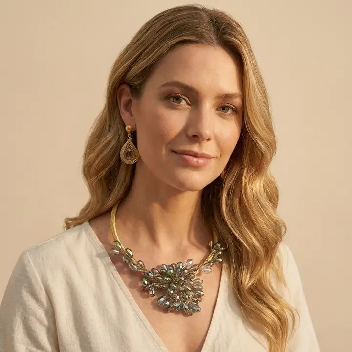 Aurora Borealis Collar Necklace & Earrings Matching Set