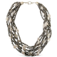 The Sylvie Necklace | Beaded Hematite Pearl Necklace