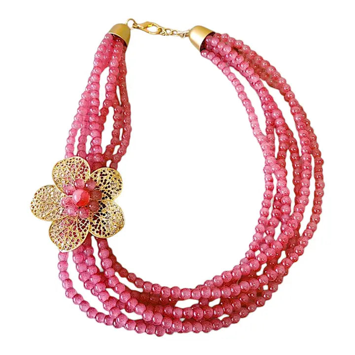 The Berry Flower Necklace | Beaded Boho Collar