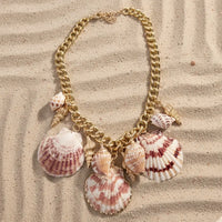 Ocean Seashell & Charm Necklace on Chunky Gold Chain