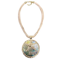 Short Coastal Abalone Seashell Starfish Pendant Necklace | Statement Jewelry