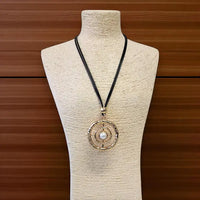 Long Beaded Pendant Cord Necklace | Statement Jewelry | Boho