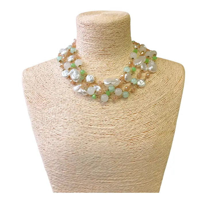 Este Necklace | Pastel Beaded Pearl Collar - Gardenia Jewelry