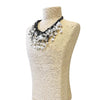 Coastal Pearl Fringe Bib Necklace on Black Leather Cord