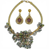 Aurora Borealis Collar Necklace & Earrings Matching Set