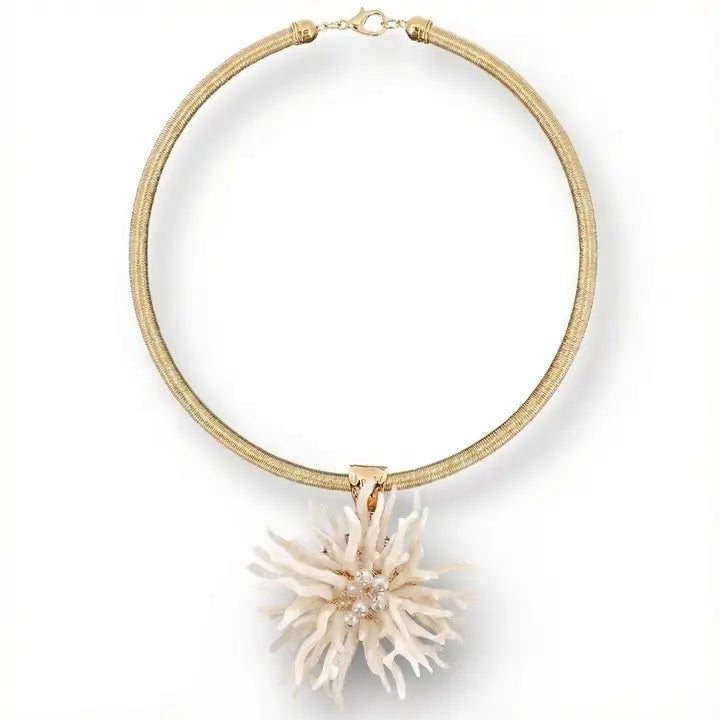 White Wynn Necklace | Coral Flower Collar - Gardenia Jewelry