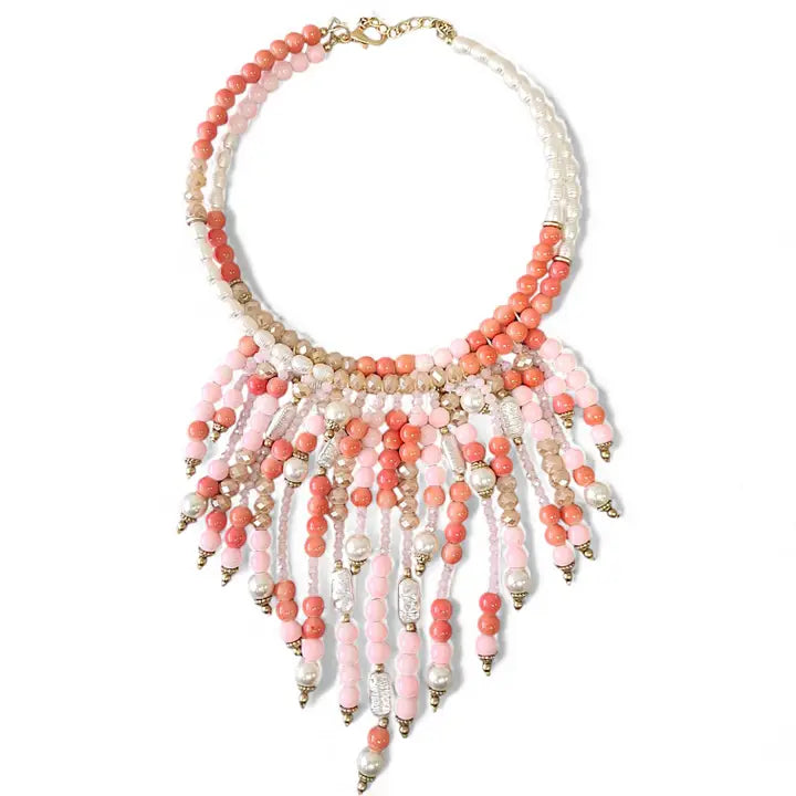 The Helia Necklace | Pink Beaded Pearl