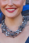 Short Silver Graduated Multi Strand Necklace