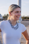 Short Silver Multi Strand Necklace