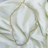 Neutral Champagne Gold Crystal Long Strand Station Necklace