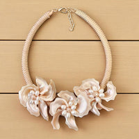 Seashell Flower Necklace | Coastal | Floral Jewelry | Beach | Mocha | Short Collar