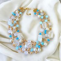 Multi Color Pastel & Pearl Multi Strand Layered Necklace