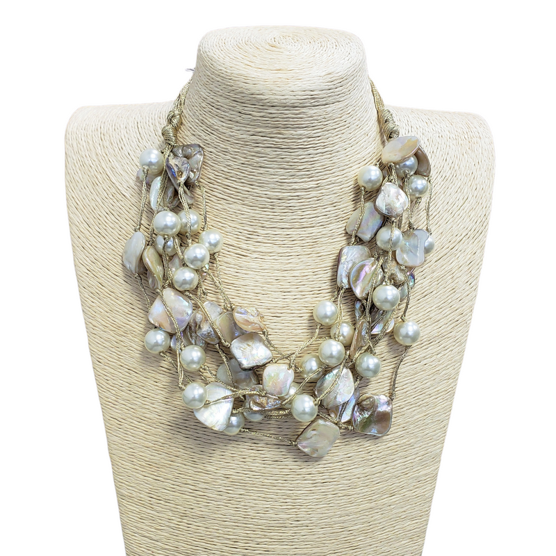 Pearl Necklace | Seashell Necklace | Gold | Boho | Layer
