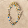 Double Strand Turquoise & Pearl Link Chain Necklace