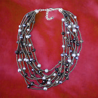 Short Silver Graduated Multi Strand Necklace