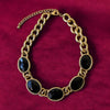 Vintage Gold Rope Chain and Onyx Black Jewel-Tone Crystal