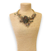 Multi Color Faceted Floral Spray Collar