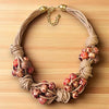 Short Beaded Chunky Knot Necklace | Leather Cord | Fall Boho
