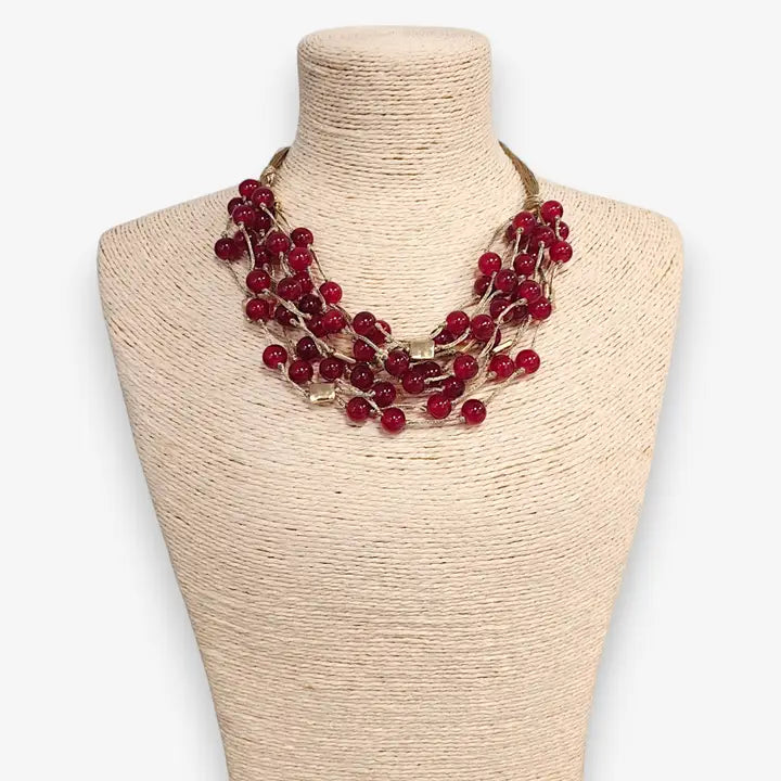 The Scarlett Necklace | Ruby Red Beaded