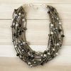 Silver Seed Bead & Pearl Multi Strand Statement Necklace